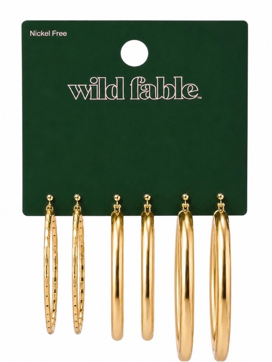 wild fable Jewelry - wild fable Gold Hoop Earring Set - 3 Pairs